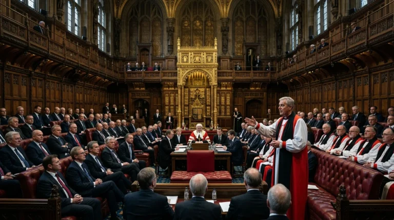 Bishop addressing the House of Lords on national security.
