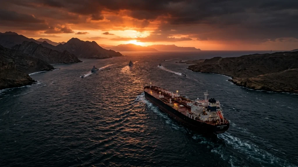 MSC Francesca cargo ship sailing through the Strait of Hormuz