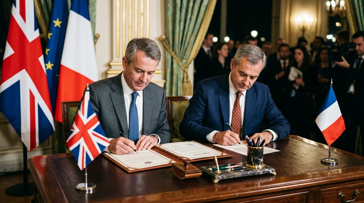 UK and French ministers signing 500 million pound border agreement