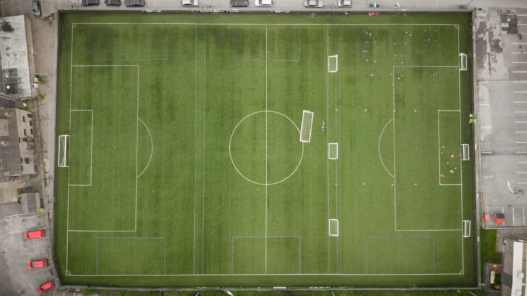 Aerial view of a multi-purpose artificial turf football pitch, representative of the Nottingham Forest Sports Zone facility.