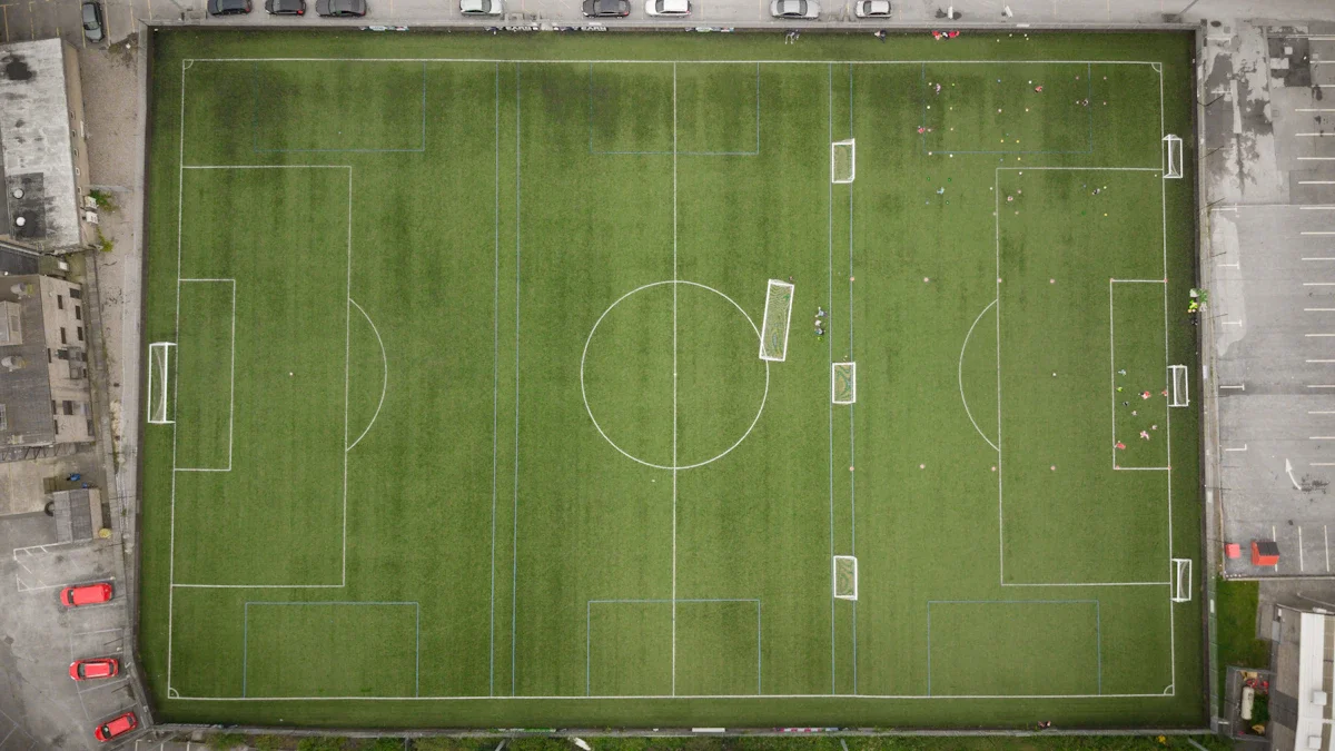 Aerial view of a multi-purpose artificial turf football pitch, representative of the Nottingham Forest Sports Zone facility.