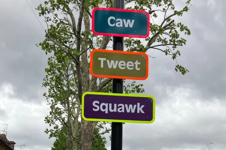 Walthamstow Wetlands gets playful bird signs